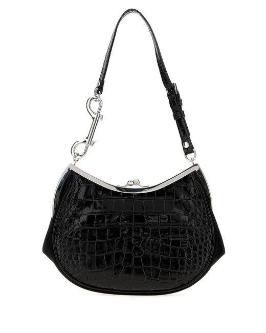 Vivienne Westwood Black Leather Charm Frame Purse Shoulder Bag