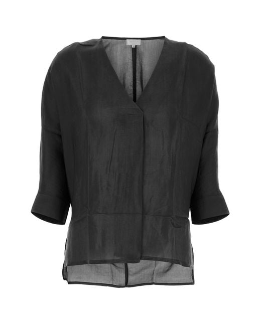 THE ROSE IBIZA Black Silk Endochina Blouse