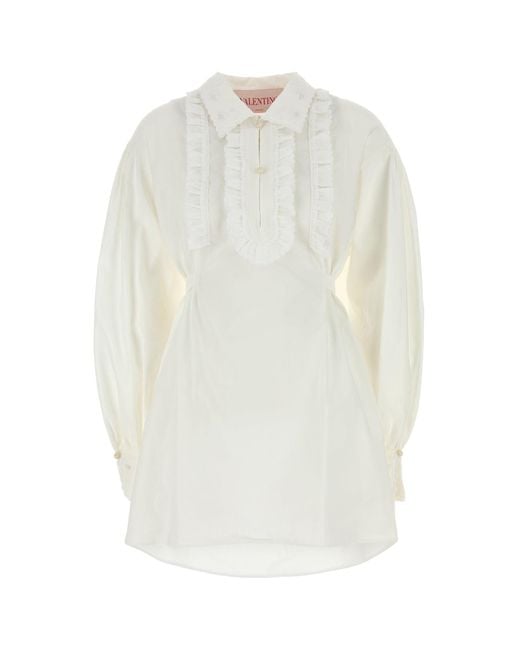 Valentino Garavani White Cotto Blend Shirt Dress