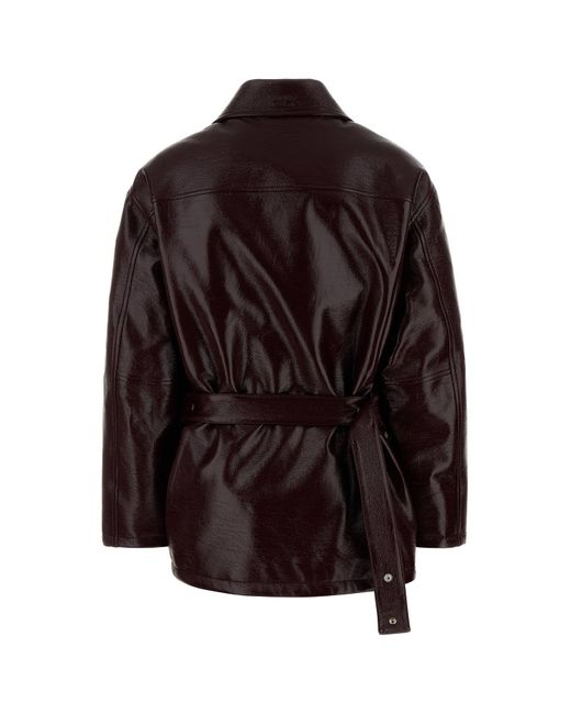 Giubbino imbottito in vinile stretch vinaccia di Courreges in Brown