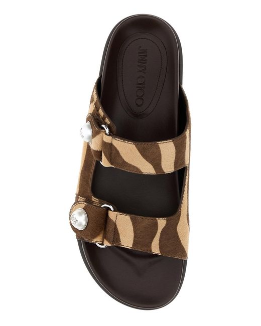 Jimmy Choo Multicolor Printed Calf Hair Fayence Slippers