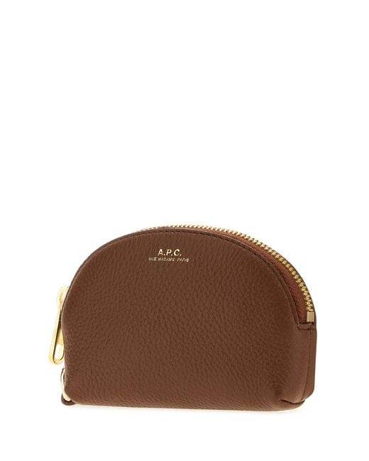 A.P.C. Brown Leather Monnaie Card Holder