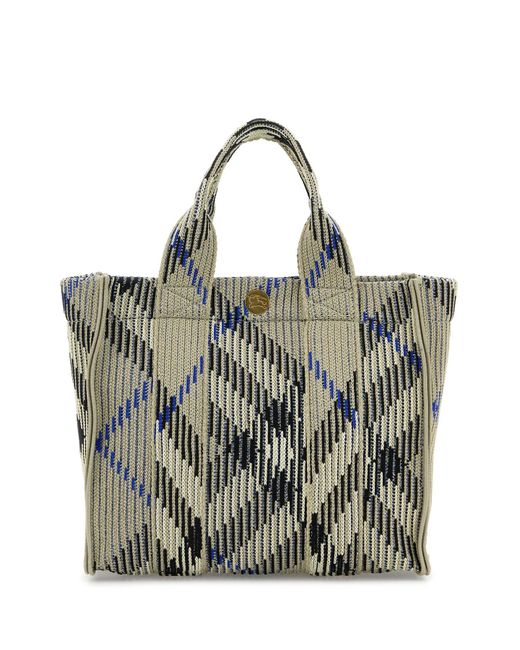 Borsa a mano Check mini in tessuto ricamato di Burberry in Multicolor