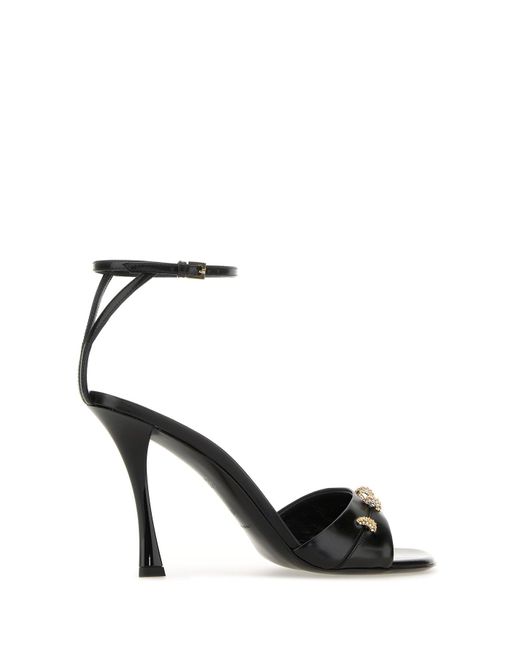 Givenchy Black Leather Stitch Sandals