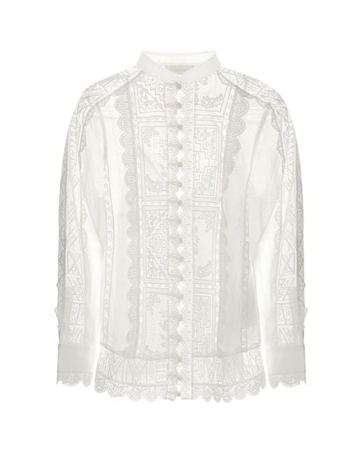 Zimmermann White Aster Embroidered Blouse