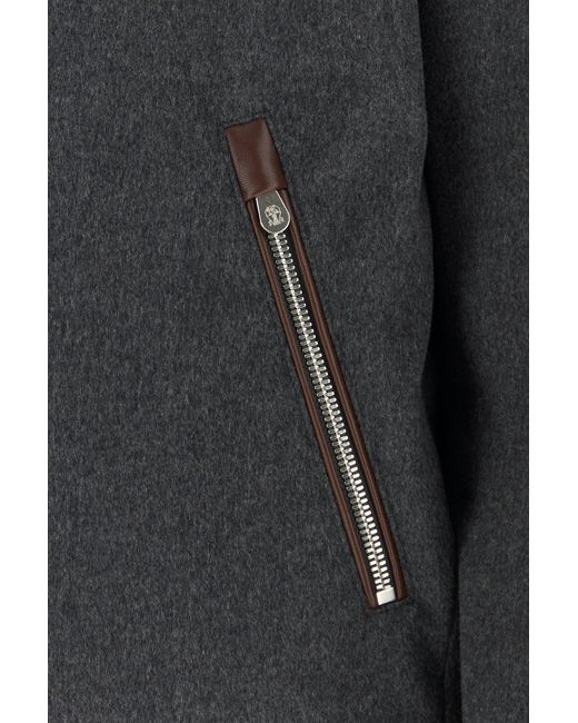 Brunello Cucinelli Black Graphite Wool Padded Jacket for men