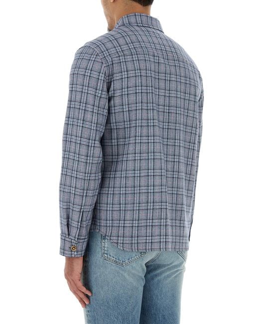 Versace Blue Regular Checks Shirt for men