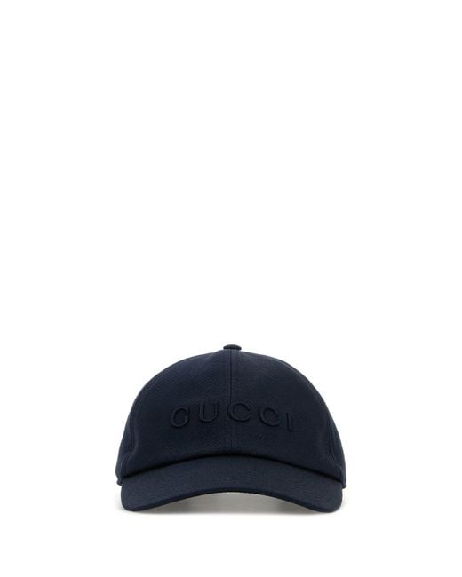 Cappello da baseball in cotone stretch blu navy di Gucci in Blue da Uomo