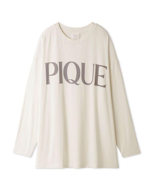 gelato pique Women's White Rayon Logo Oversized Long Sleeve Shirt