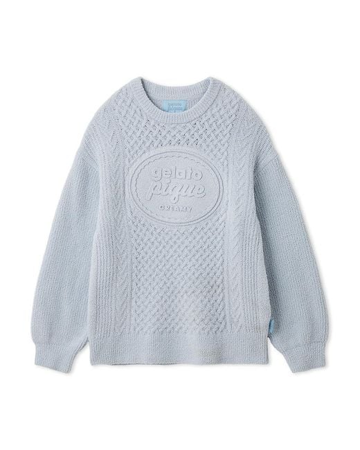gelato pique ライトブルー ニット gelato pique Airy Moco Ice Cream Sandwich Aran Pullover in Blue | Lyst