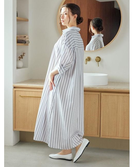 gelato pique Natural Striped Lounge Dress