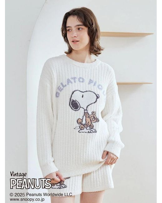 gelato pique [Peanuts] Snoopy×Bear Pullover Sweater in White