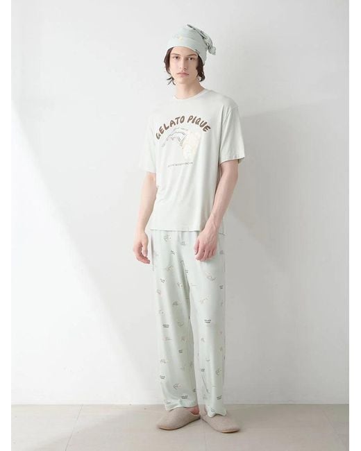 gelato pique Blue Sleeping Cat Rayon All-Over Print Pants for men