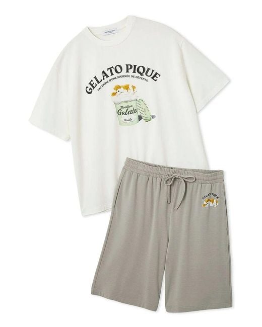 gelato pique Gray Cool-Touch Rayon Sleeping Dog T-Shirt & Shorts Set for men