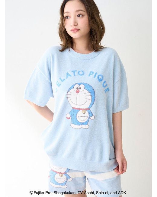 gelato pique White Doraemon Jacquard Pullover & Shorts Set