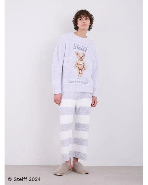 gelato pique Blue [Steiff] Gelato 2 Border Fuzzy Pajama Pants for men