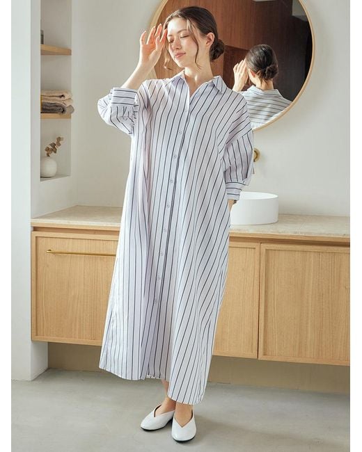 gelato pique Natural Striped Lounge Dress