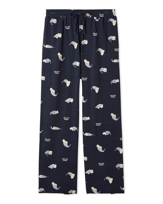 gelato pique Blue Sleeping Cat Rayon All-Over Print Pants for men