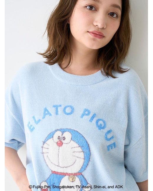 gelato pique White Doraemon Jacquard Pullover & Shorts Set