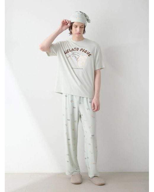 gelato pique Blue Sleeping Cat Rayon All-Over Print Pants for men