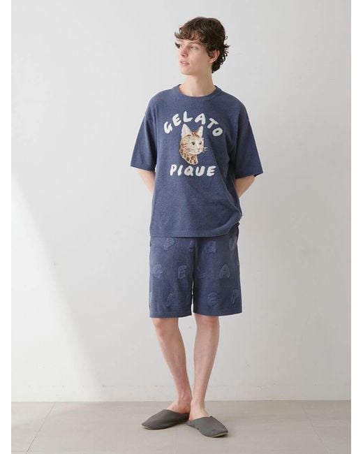 gelato pique Blue Airy Moco Bengal Cat Shorts for men