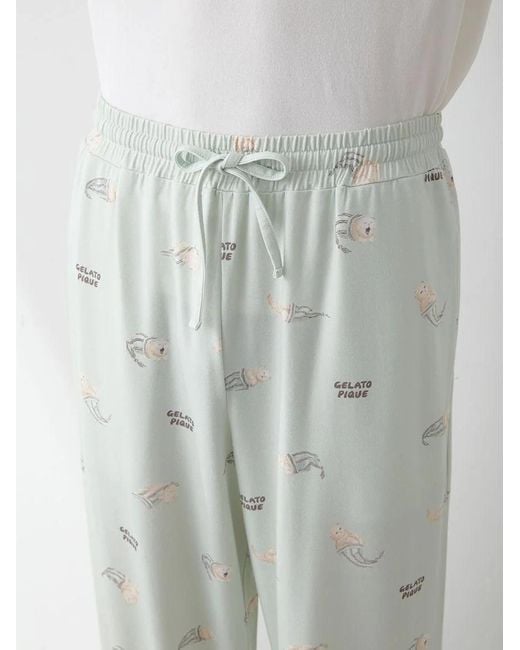 gelato pique Blue Sleeping Cat Rayon All-Over Print Pants for men