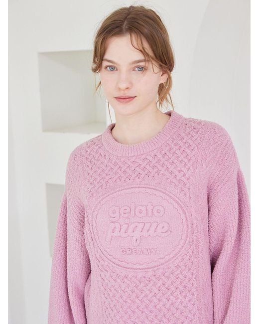 gelato pique Airy Moco Ice Cream Sandwich Aran Pullover in Blue | Lyst