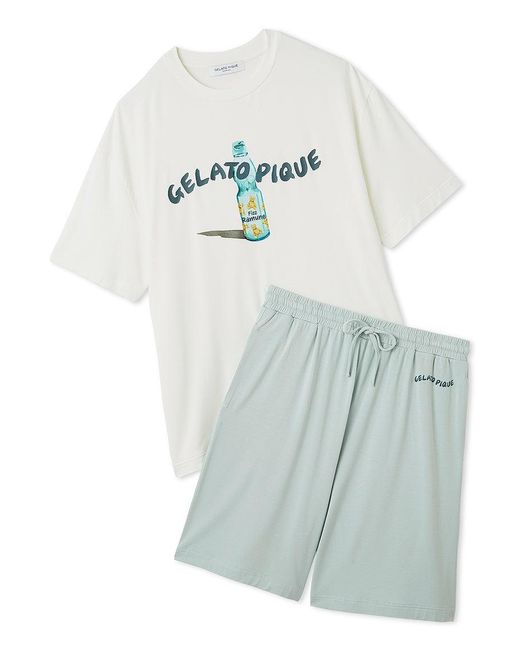 gelato pique Blue Cool-Touch Rayon Summer T-Shirt & Shorts Set for men