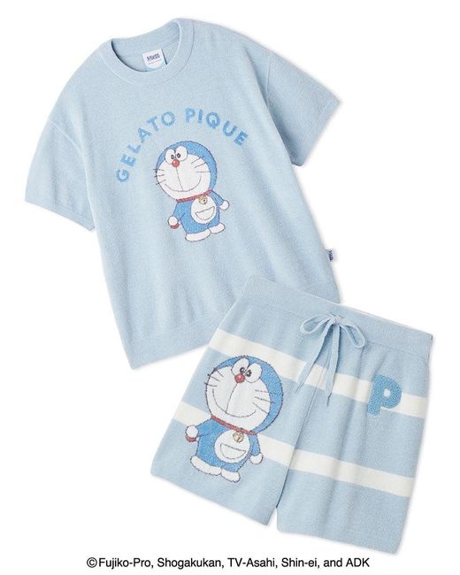 gelato pique White Doraemon Jacquard Pullover & Shorts Set