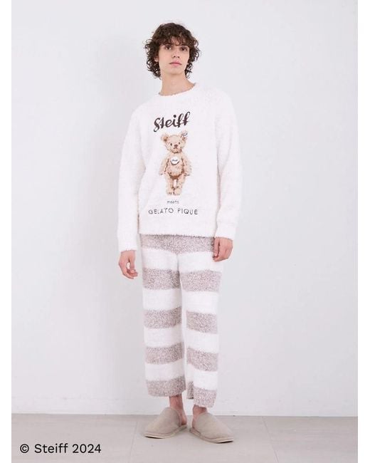 gelato pique Blue [Steiff] Gelato 2 Border Fuzzy Pajama Pants for men