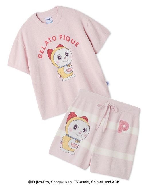 gelato pique White Doraemon Jacquard Pullover & Shorts Set