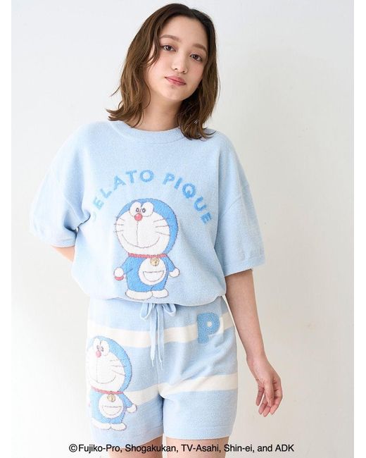 gelato pique White Doraemon Jacquard Pullover & Shorts Set