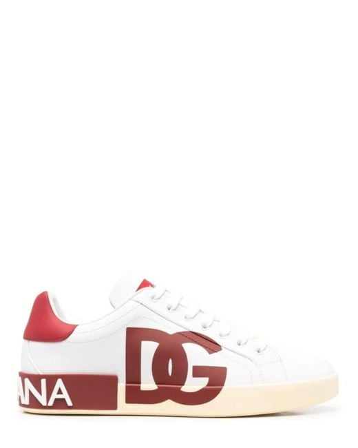 Dolce & Gabbana Red And White Portofino Sneakers for Men | Lyst