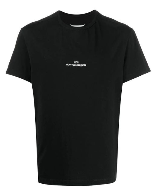 Maison Margiela Cotton Upside Down Logo T-shirt in Nero (Black) for Men ...