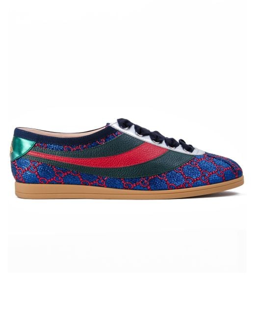 Lyst - Gucci Falacer Lurex GG Sneakers With Web in Blue - Save 27.76243093922652%