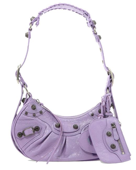 Balenciaga Violet Le Cagole Small Shoulder Bag With Crocodile ...