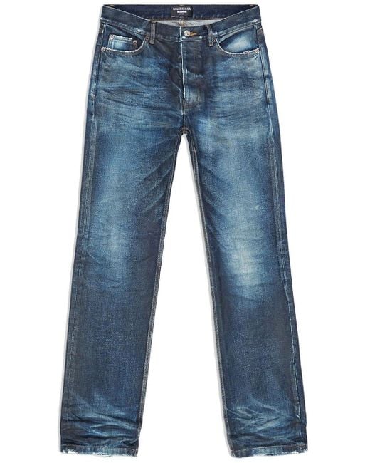 Balenciaga Normal Fit Trousers In Blue Organic Twill for Men | Lyst