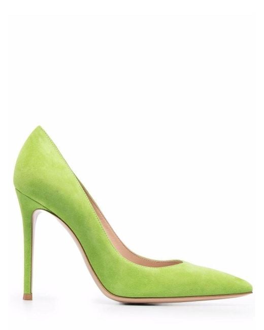 Gianvito Rossi Suede Green Pointed Pumps - Lyst