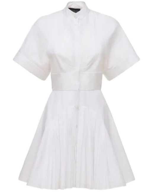 Giovanni bedin White Pleated Mini Shirt Dress - Lyst
