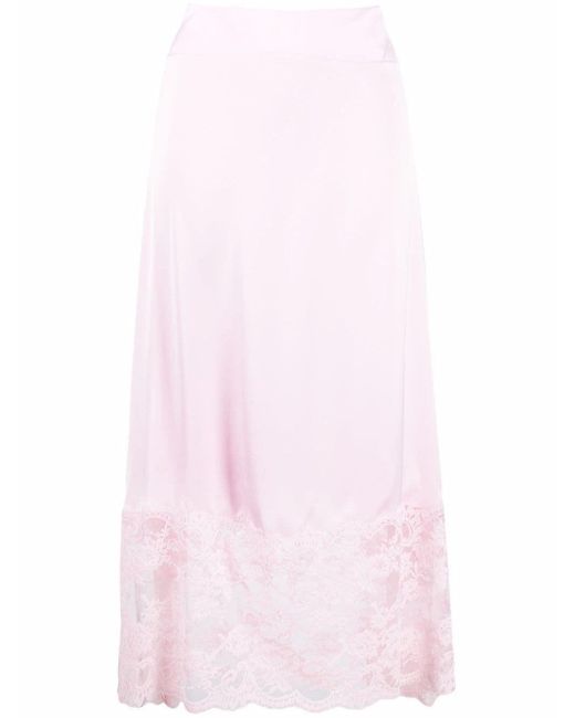 Paco Rabanne Synthetic Lace Trim Pink Slip Skirt - Lyst