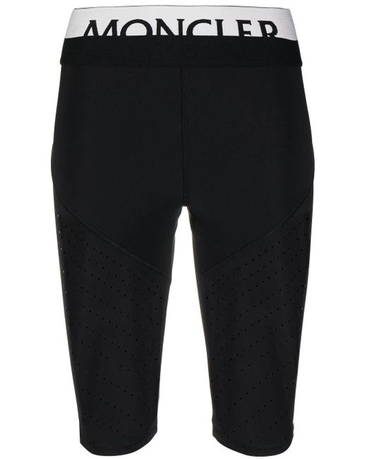Moncler Black Short Cycling leggings, Text-print Pattern - Lyst