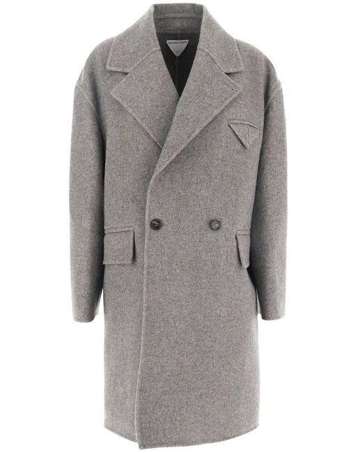 Bottega Veneta Melange Grey Double Face Cashmere Coat in Grey | Lyst UK