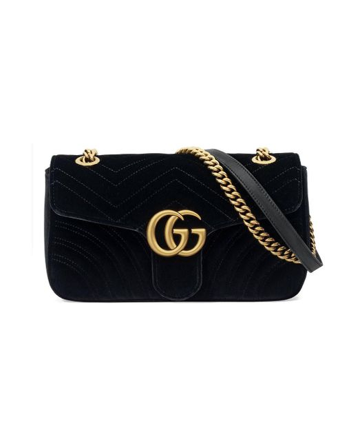Gucci GG Marmont Velvet Shoulder Bag in Black | Lyst UK