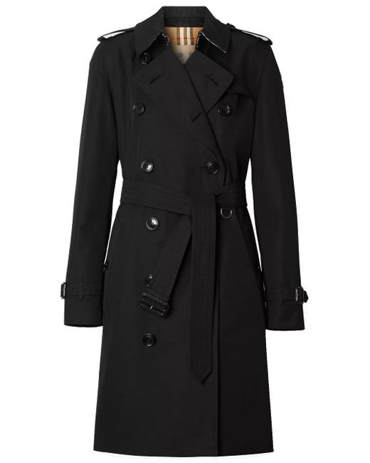 Burberry Cotton The Black Mid-length Kensington Heritage Trench Coat - Lyst