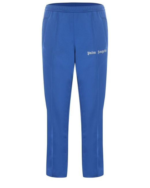 Palm Angels Logo Print Blue Track Pants 