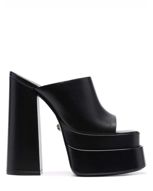 Versace Leather Mules in Black Womens Shoes Heels Mule shoes 