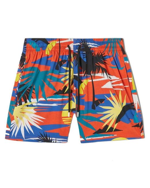 Palm Angels Hawaiian Print X Vilebrequin Red Swim Shorts for Men Lyst