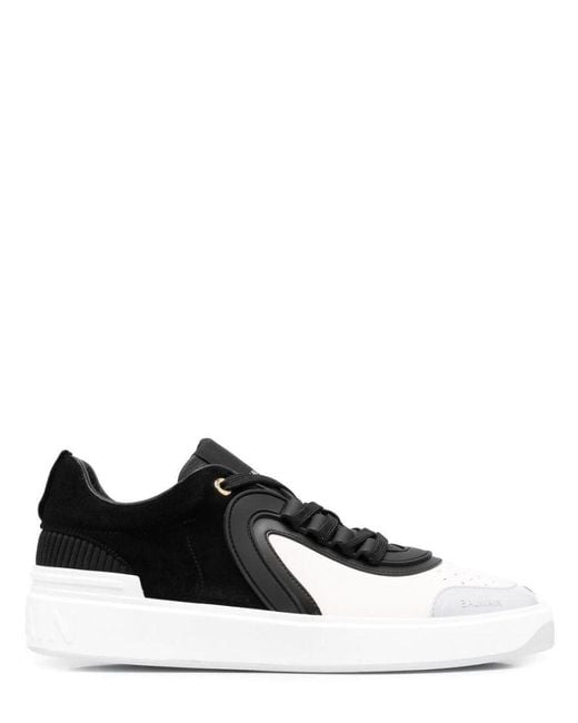 Balmain Black And White Bskate Sneakers for Men Lyst UK