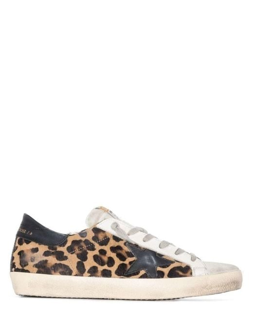 Golden Goose Leopard Print White Superstar Sneakers | Lyst