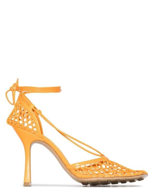 Bottega Veneta Orange Square Toe Stretch Sandals | Lyst Canada